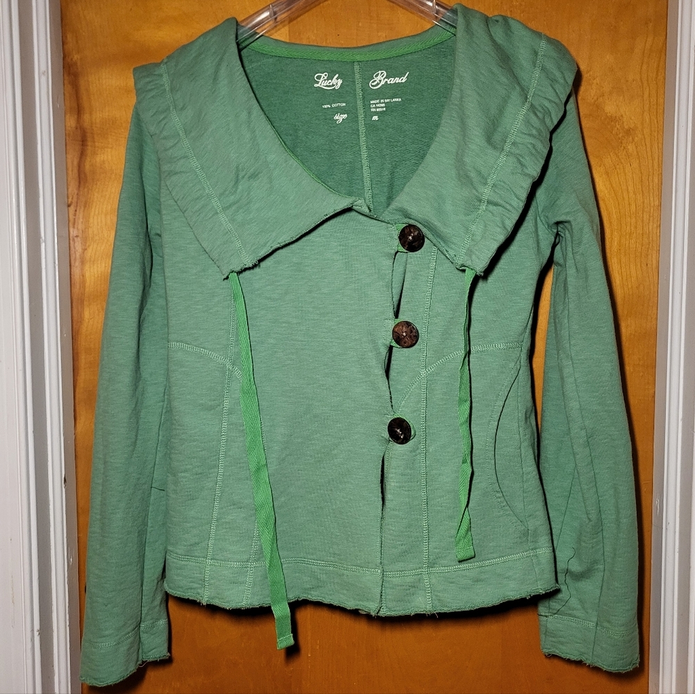 Lucky Brand Green, Vintage-Inspired, Cotton Jacket With Buttons
